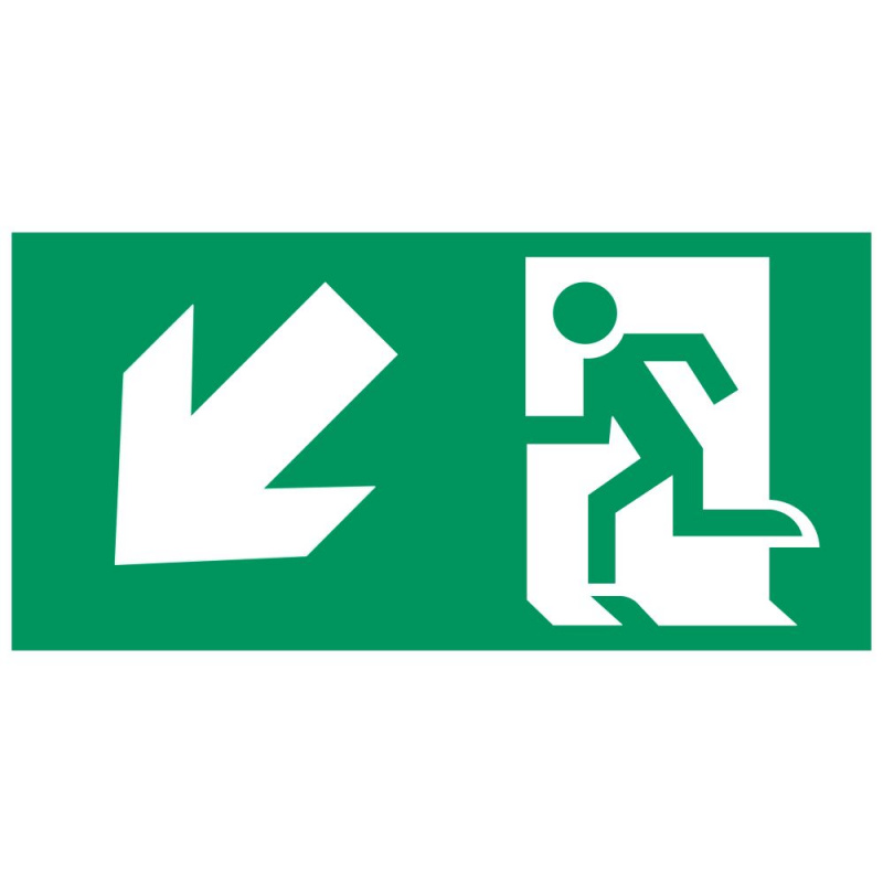 Аксессуар. Пиктограмма "Направление к эвакуационному выходу налево вниз". Сигнум