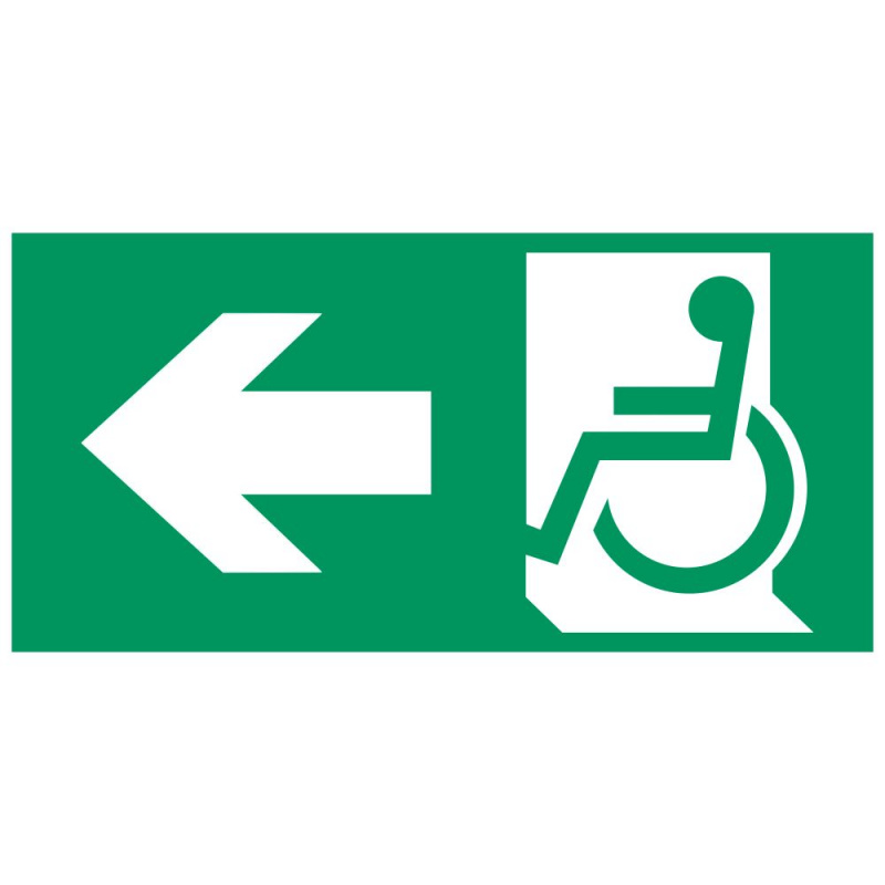 Аксессуар. Пиктограмма "Направление к эвакуационному выходу налево для инвалидов". Сигнум