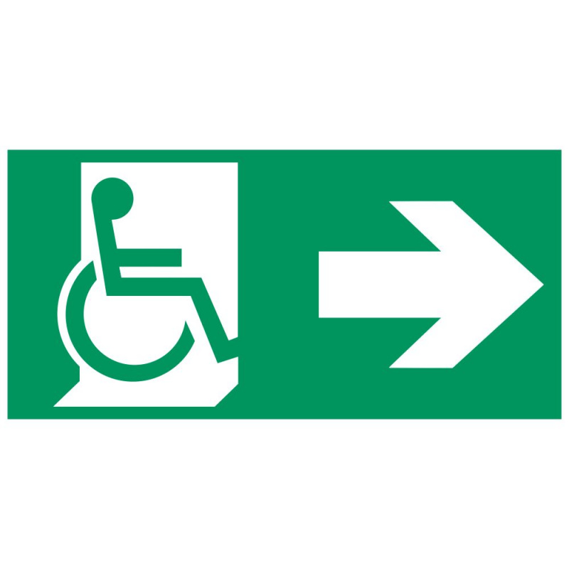 Аксессуар. Пиктограмма "Направление к эвакуационному выходу направо для инвалидов". Сигнум