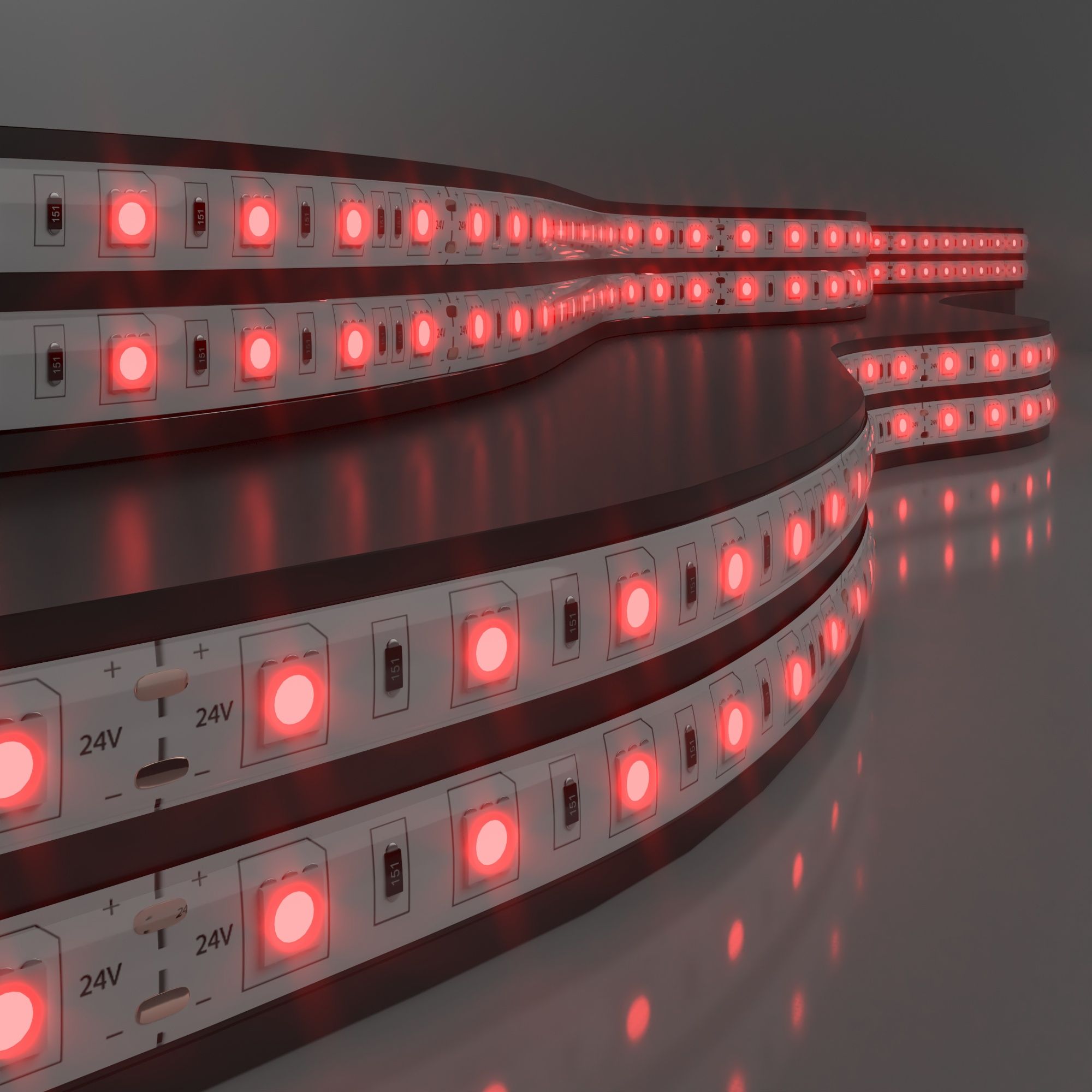 Светодиодная лента Лента светодиодная 24V 14,4W 60Led 5050 IP65 красный, 5м