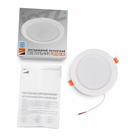 Светодиодный потолочный встраиваемый светильник PLED DL5 24W Wh 6500K IP40