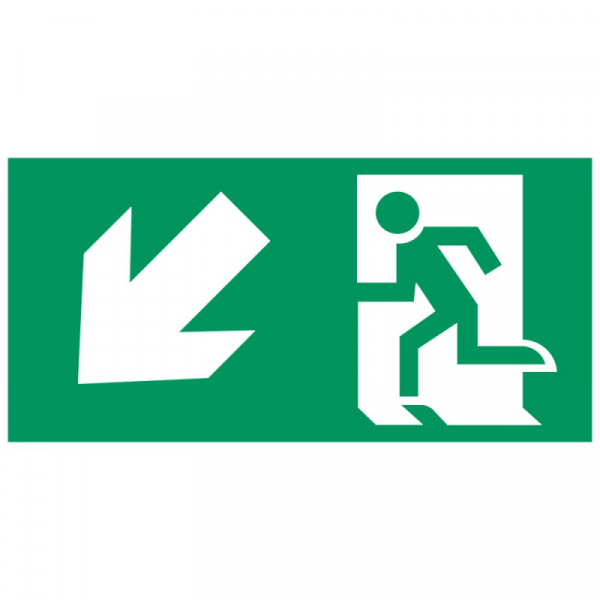 Аксессуар. Пиктограмма "Направление к эвакуационному выходу налево вниз". Сигнум