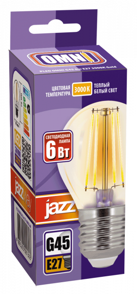 PLED OMNI G45 6w E27 3000K Gold