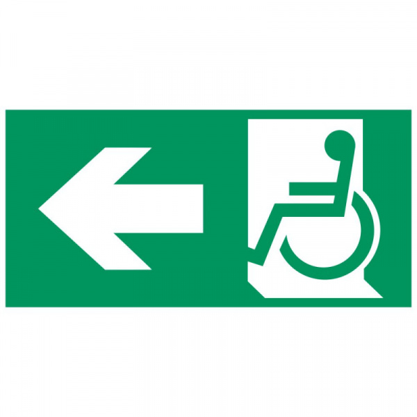 Аксессуар. Пиктограмма "Направление к эвакуационному выходу налево для инвалидов". Сигнум