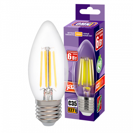 PLED OMNI C35 6w E27 3000K CL