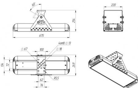 Взрывозащищенный светодиодный светильник Ex-ДПП 07-170-50-Ш3