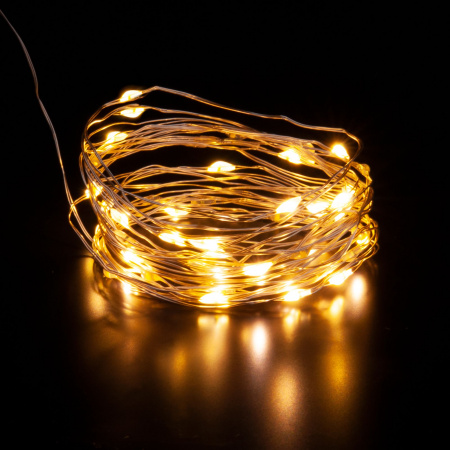 Гирлянда нить "Роса" теплый белый 5м IP20 400-007