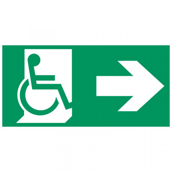 Аксессуар. Пиктограмма "Направление к эвакуационному выходу направо для инвалидов". Сигнум