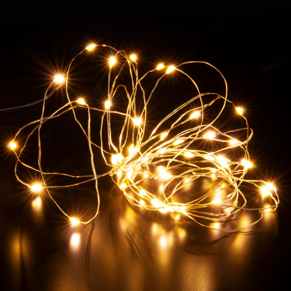 Гирлянда нить "Роса" теплый белый 5м IP20 400-007
