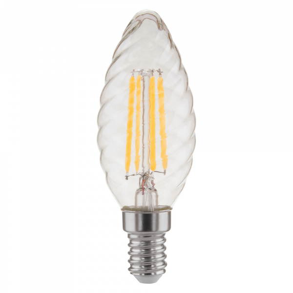 Филаментная светодиодная лампа Свеча витая F 7W 4200K E14 прозрачный BLE1414