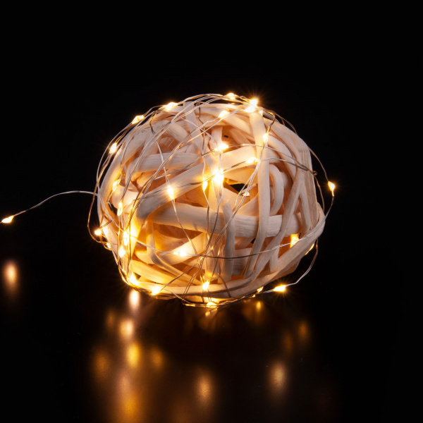 Гирлянда нить "Роса" теплый белый 5м IP20 400-007