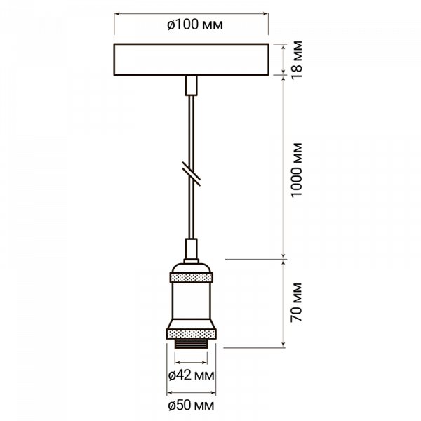 RETRO патрон с проводом PLC 01 E27 230V/1M ELECTROSILVERING