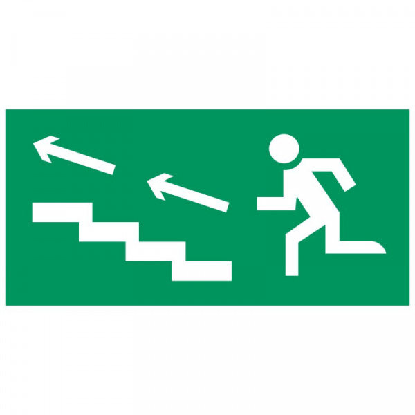 Аксессуар. Пиктограмма "Направление к эвакуационному выходу налево по лестнице вверх". Сигнум