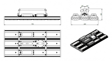 Светильник «Модуль Прожектор ЭКО», У-3, 350Вт, КСС(К 15°,К 30°,Г60°, Г90°)